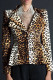 Brown Notched Leopard Slim fit Print Print Long Sleeve Blazer & Suits &Jacket