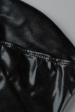 Black Sexy Solid Patchwork Feathers Backless Strapless Long Dress