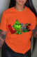 Orange Casual Street Print Patchwork O Neck T-Shirts