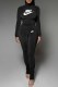 Black Street Print Letter Half A Turtleneck Long Sleeve Two Pieces
