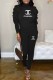 Black Casual Print Letter Turtleneck Long Sleeve Two Pieces