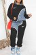 Black Casual Print Patchwork Hooded Collar Long Sleeve Two Pieces