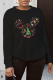 Black Casual Street Print Snowflakes Patchwork O Neck Tops