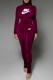 Dark Purple Street Print Letter Half A Turtleneck Long Sleeve Two Pieces