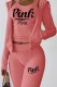 Peach Sexy Print Letter Long Sleeve Three Pieces