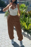 Coffee Street Solid Patchwork Harlan Mid Waist Harlan Solid Color Bottoms