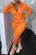 Orange Casual Print Letter Hooded Collar Long Sleeve Two Pieces