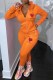 Orange Casual Print Letter Hooded Collar Long Sleeve Two Pieces