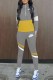 Grey Casual Print Patchwork Letter Zipper Collar Long Sleeve Two Pieces
