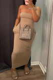 Red Sexy Casual Solid Backless Strapless Sleeveless Dress