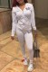 White Street Print Letter Hooded Collar Long Sleeve Two Pieces