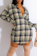 Green Casual Plaid Patchwork Turndown Collar Shirt Dress Dresses