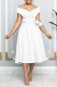 White Elegant Solid Patchwork Off the Shoulder A Line Dresses
