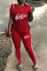 Red Casual Print Patchwork O Neck Short Sleeve Two Pieces