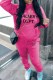 Rose Red Casual Print Letter Hooded Collar Long Sleeve Two Pieces