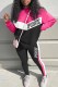 Rose Red Casual Print Patchwork Letter O Neck Long Sleeve Two Pieces