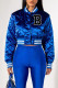 Royal Blue Casual Street Solid Embroidered Patchwork Cardigan Collar Outerwear