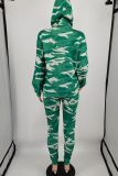 Green Street Camouflage Print Patchwork Hooded Collar Long Sleeve Two Pieces