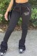 Black Street Print Letter Mid Waist Bottoms
