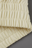 Cream White Casual Sportswear Solid Patchwork Hooded Collar Long Sleeve Two Pieces