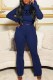 Tibetan Blue Casual Print Letter O Neck Long Sleeve Two Pieces