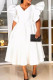 White Elegant Solid Patchwork Flounce V Neck Evening Dress Dresses