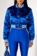 Royal Blue Casual Solid Patchwork Buckle Cardigan Collar Outerwear