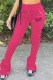 Rose Red Street Print Letter Mid Waist Bottoms
