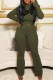 Army Green Casual Print Letter O Neck Long Sleeve Two Pieces