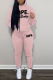 Pink Casual Print Patchwork Hooded Collar Long Sleeve Two Pieces