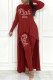 Red Elegant Letter Hot Drill Long Sleeve Two Pieces