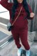 Burgundy Casual Print Letter Hooded Collar Long Sleeve Two Pieces