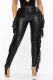 Black Sexy Solid Tassel Patchwork Skinny High Waist Pencil Solid Color Bottoms