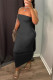 Black Sexy Casual Solid Backless Strapless Sleeveless Dress