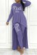 Purple Elegant Letter Hot Drill Long Sleeve Two Pieces