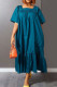 Navy Blue Casual Solid Patchwork Square Collar Straight Dresses