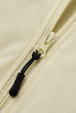 Cream White Casual Sportswear Solid Patchwork Hooded Collar Long Sleeve Two Pieces