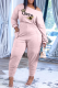 Pink Casual Print Patchwork One Shoulder Long Sleeve Two Pieces
