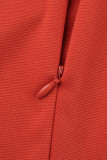 Red Elegant Solid Patchwork Flounce O Neck Evening Dress Dresses