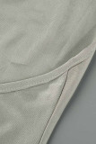 Grey Sexy Solid Patchwork Backless Halter Skinny Jumpsuits