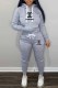 Light Gray Casual Print Letter Hooded Collar Long Sleeve Two Pieces