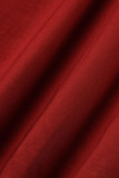 Red Sexy Solid Patchwork Half A Turtleneck Evening Dress Dresses