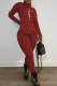 Red Casual Print Patchwork Turtleneck Long Sleeve Two Pieces