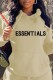 Apricot Casual Print Letter Hooded Collar Tops