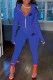 Dark Blue Sportswear Print Letter Turndown Collar Long Sleeve Two Pieces