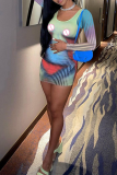 Colour Sexy Print Patchwork Pencil Skirt Dresses