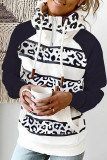 Red Casual Print Patchwork Hooded Collar Tops