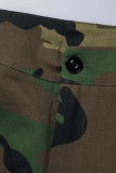 Camouflage Casual Print Camouflage Print Patchwork High Waist Straight Full Print Bottoms