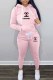 Pink Casual Print Letter Hooded Collar Long Sleeve Two Pieces