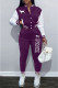 Purple Street Print Letter Mandarin Collar Long Sleeve Two Pieces